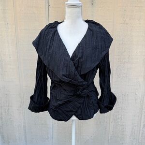 Cachet Black Textured Women's Blouse